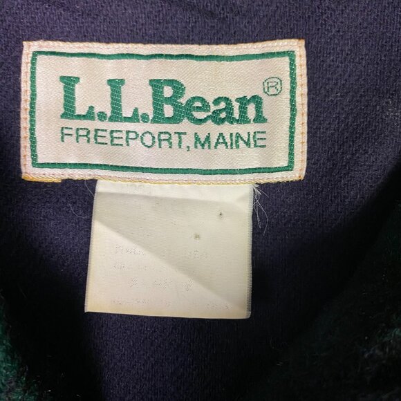 Vintage LL Bean Toggle Coat Men's XL Green Blue Tartan Plaid Wool USA Duffle - Picture 7 of 15